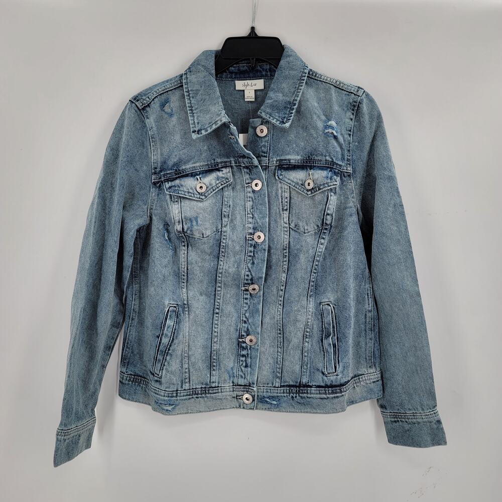 Style & Co NEW Duchess Destroyed Destructed Denim Jean Jacket XLarge